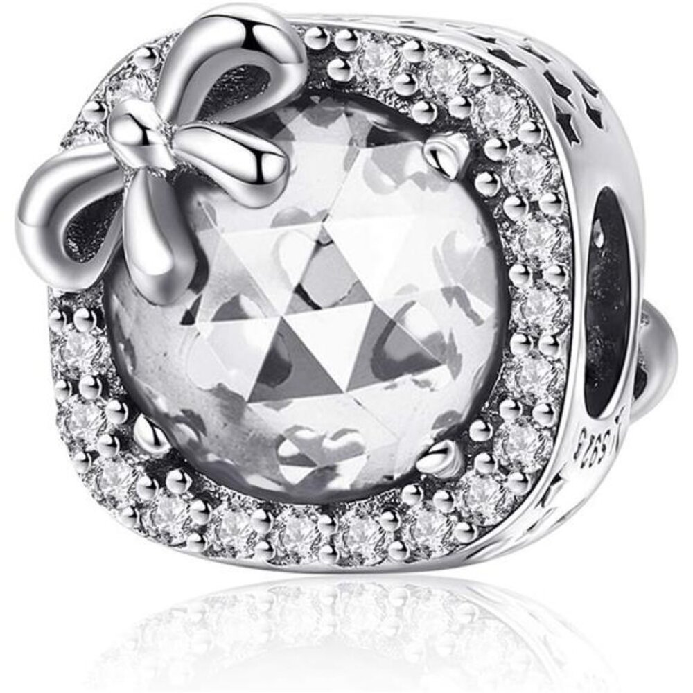 Birthstone Charm Fit for Charms Bracelet Bowknot Birthday Crystal